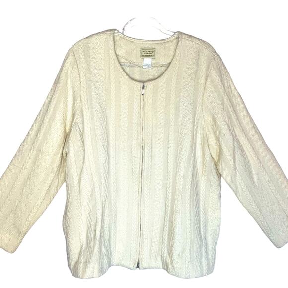100% Merino Wool Zip Front Cardigan - Cream - Picture 3 of 7